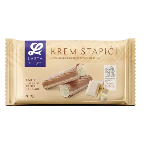 Lasta cream bars filled with white chocolate cream 200g
