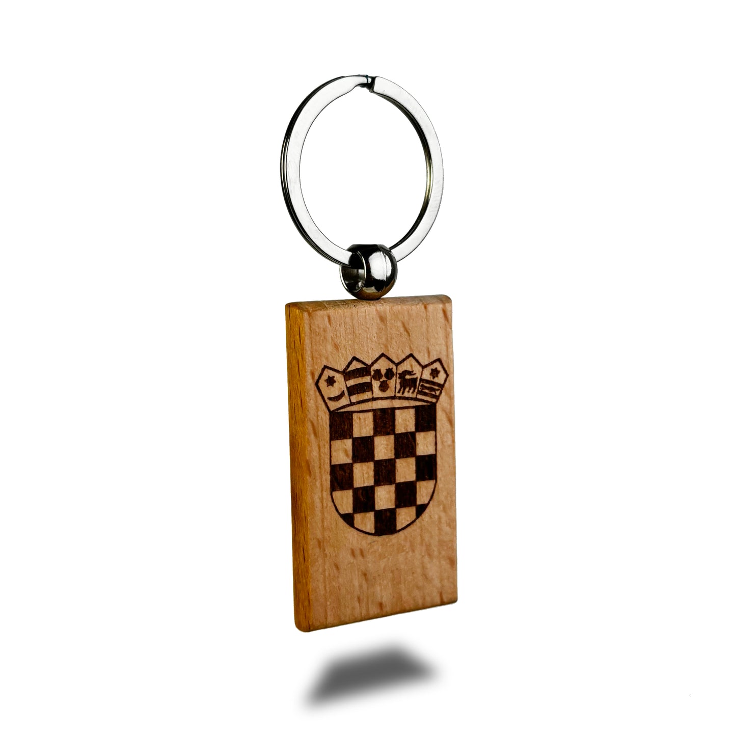 High-quality wooden keychain with Croatian coat of arms engraving 