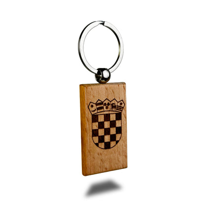 High-quality wooden keychain with Croatian coat of arms engraving 