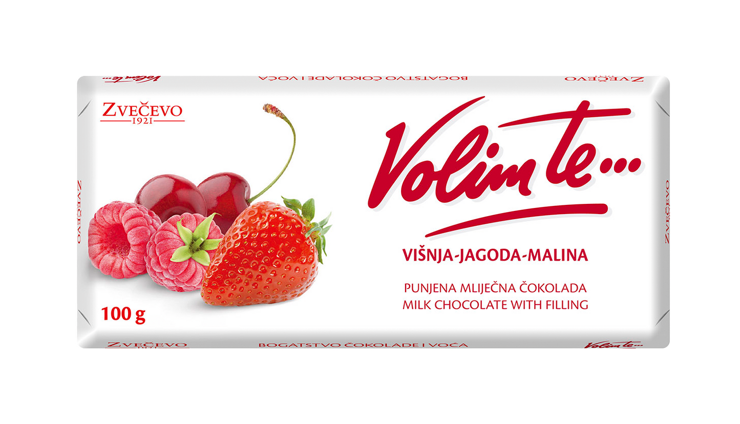 Volim Te chocolate with mixed fruit filling